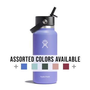 Hydro Flask 32oz wide mouth bottles with flex straw cap, assorted colors available